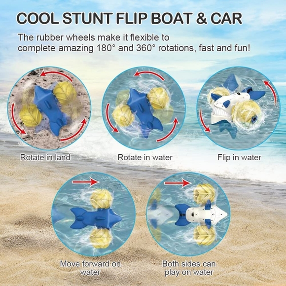 TuKIIE 2.4 GHz Remote Control Boat Amphibious Remote Control Car for Kids All Te - Picture 5 of 13